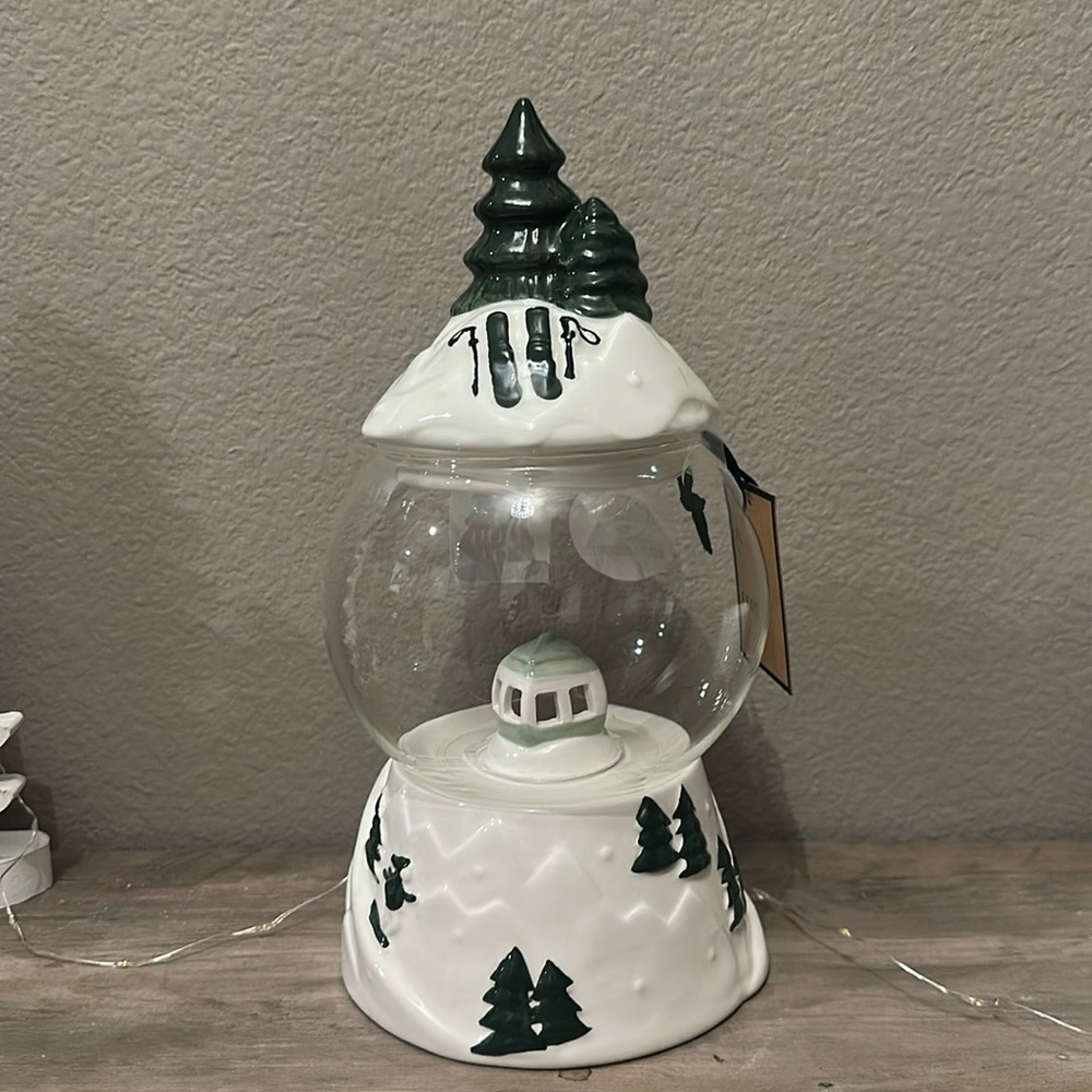 Sale! Peppermint & Pine Light Up Green Trees/Ski Candy Jar - Picture 5 of 7